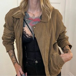 Vintage Oversized Suede Bomber Jacket 90s Bomber jacket 80s